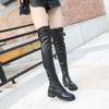 Fashion 2025 Long Leather Boots Women's Over-the-knee Skinny Boots  Autumn and Winter New Long-tube High-heeled Stretch Boots