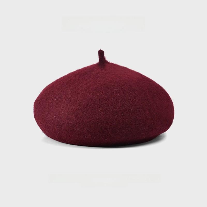 Plush Retro Fashionable Beret With Solid Color Design For Daily Cold Seasons
