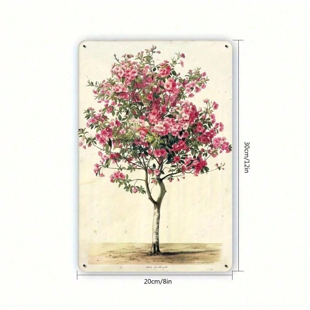 Vintage Botanical Flower Tree Metal Wall Art Rustic Tin Sign For Home Bar Decor 8x12 Inch Plaque