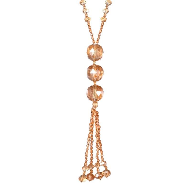Versatile Crystal Multi-color Tassel Pendant Pendant Necklace for Women in Autumn and Winter
