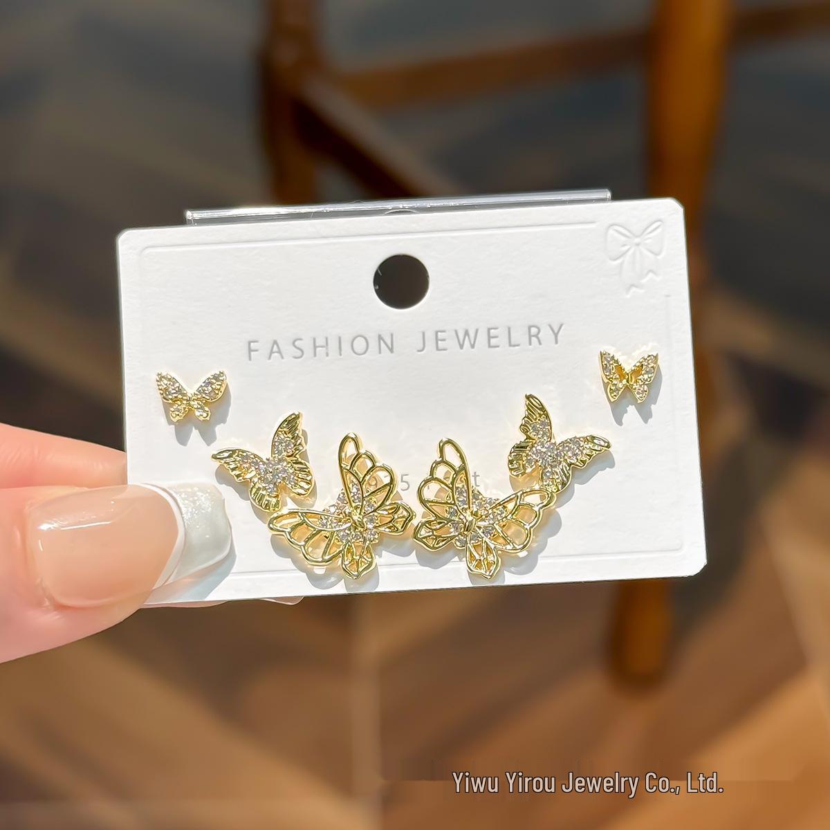 S925 Silver Hollow Butterfly Earrings Set - Luxurious, Stylish Ear Studs