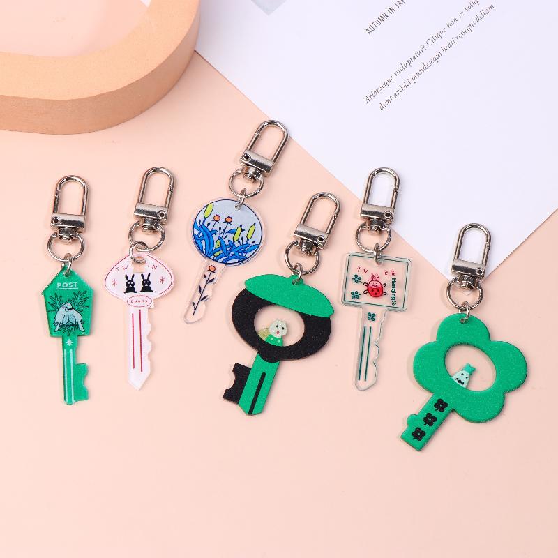 Harajuku Style Forest Animal Keychain Ins Trendy Acrylic Keyring Creative Key Holder Bag Pendant Couple Gifts