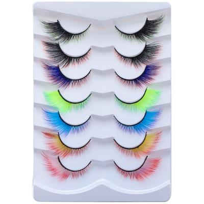 7 Pairs of False Eyelashes, Colorful Angel-colored Eyelashes, Fluffy Winged Lashes, Perfect for Halloween, Cosplay Makeup, and Colorful Eyelash