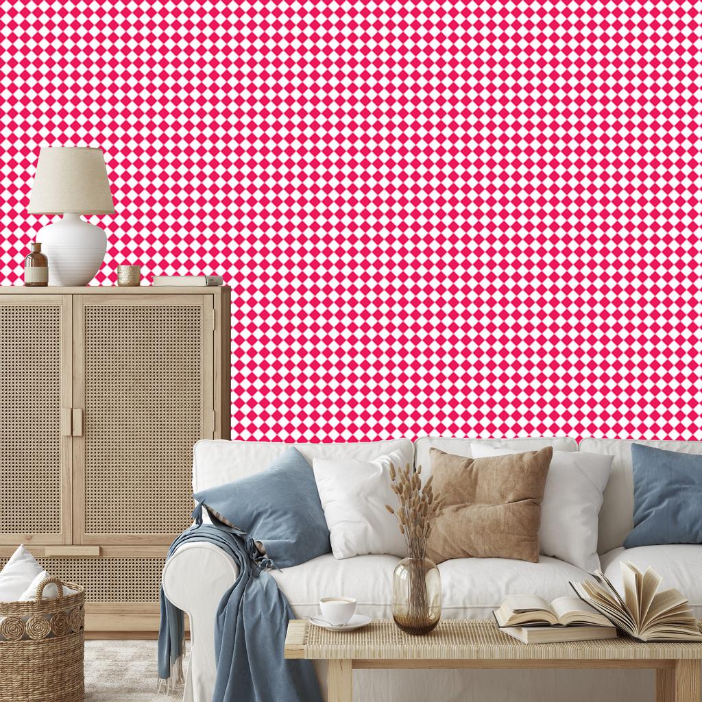 Geometric diamonds wallpaper powder pink and pink, fine detail 50x1000