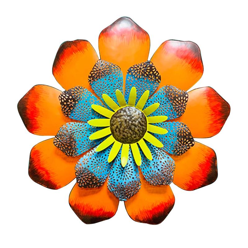 Metal Sunflower Sculpture Wall Art Decor Flower Colorful Crafts Ornament for Home Courtyard Party Decoration Gift