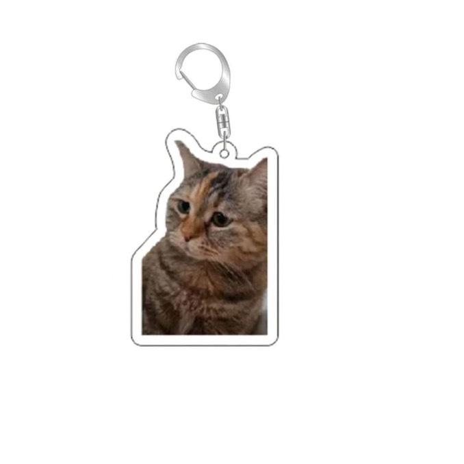 Trendy Cat Head Keychain Fun Meme Image Backpack Small Pendant Wholesale Internet Famous Emotionally Expressive Toy Figure