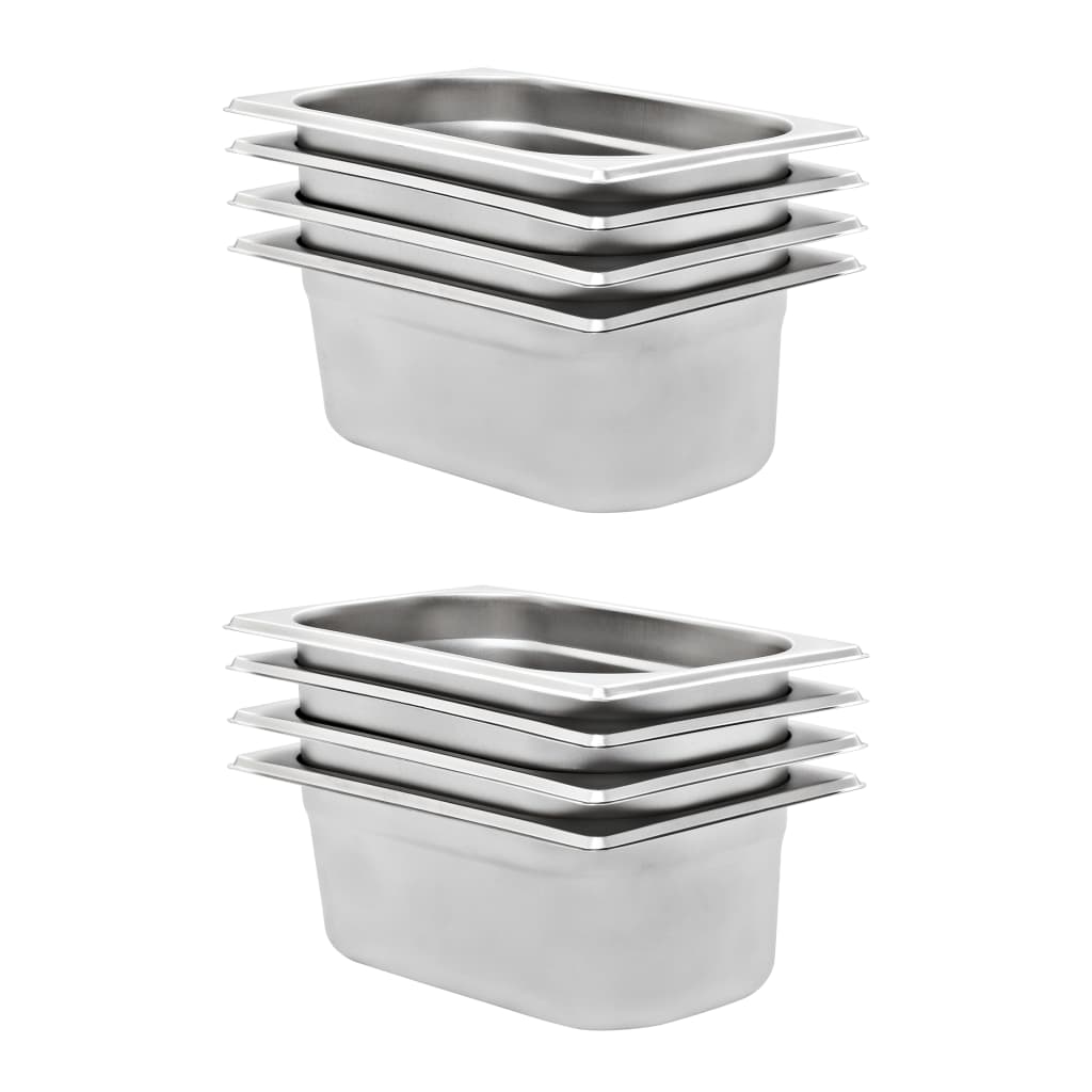 Gastronorm Containers 8 Pcs GN 1 4 100 Mm Stainless Steel