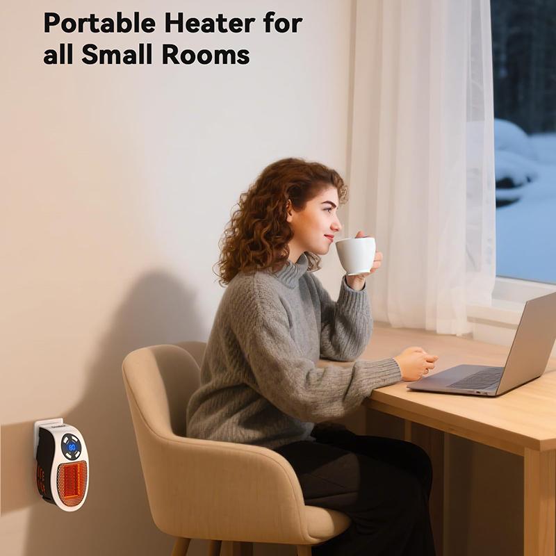 Programmable Space Heater With Led Display, Remote Wall Outlet Electric Heater With Thermostat And Timer
