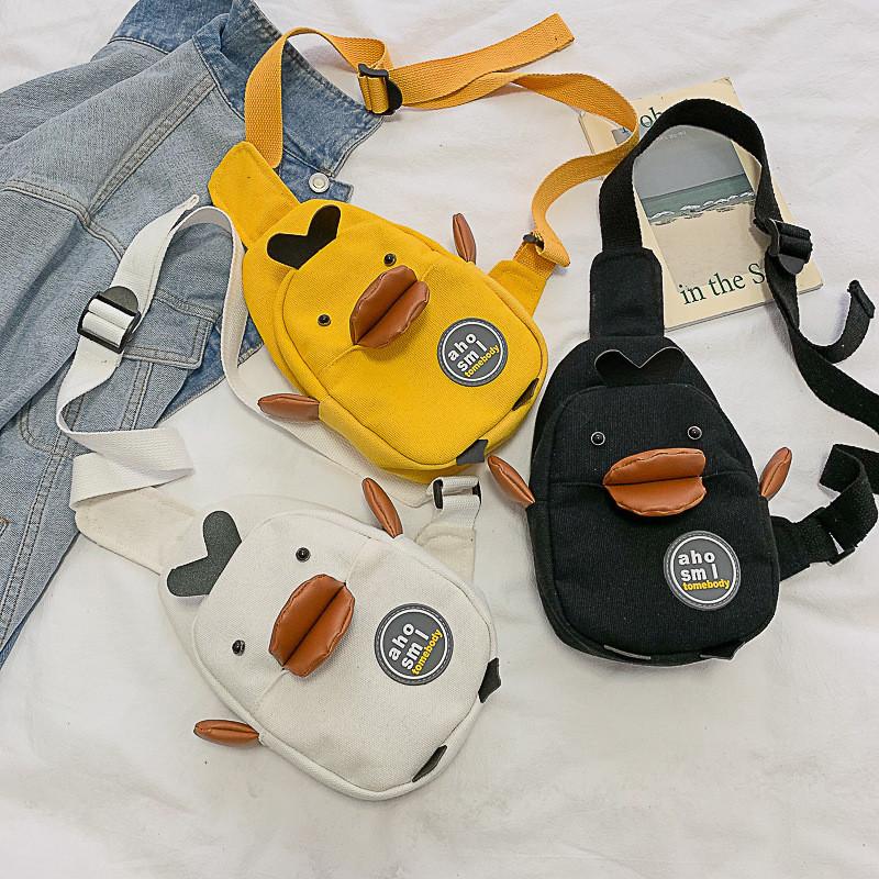 Children Canvas Playful Bag Cartoon Character Comfortable Strap Outings School