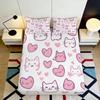 Cute Cat 3D Printed Fitted Sheet Microfiber Non-Slip Deep Pocket Bedroom Bedding Cat Mattress Fitted Cover Washable 90x200x30cm