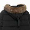 Womens Short Puffer Coat With Faux Fur Trim Hooded Winter Jacket Solid Color Streetwear Style