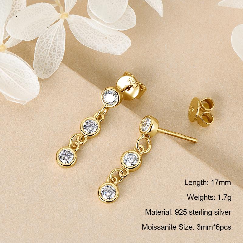 Anziw 925 Moissanite Star Tassel Drop Dangle Earrings for Women Real S925 Silver Studs Earrings Certified Fine Jewelry Gift Girl