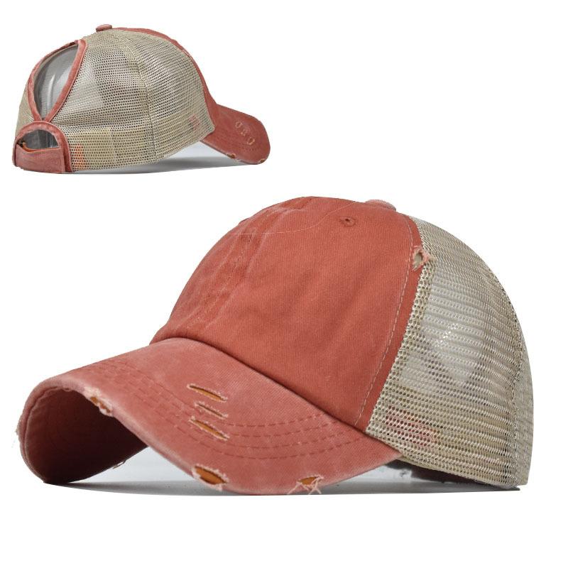 Cappellino da Baseball Coda di Cavallo Donna Uomo Cotone Motivo Patchwork Rete Cappello da Baseball Sportivo Cappellini Snapback Moda Cappello da Sole