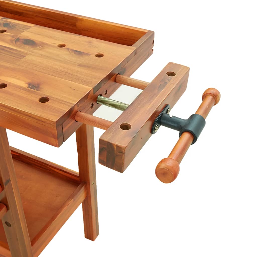 Vidaxl Banco da Lavoro con Cassetti e Morsa, 124x52x83 cm, Acero