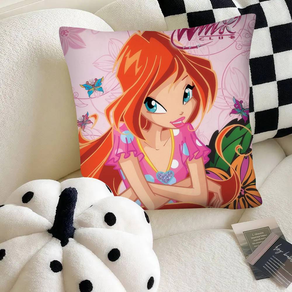 Sending Children Cute GirlS Cartoon W-Winx Pillow Case Square Pillow Bedroom Sofa Leisure Comfort Cushion Car Home Decoration