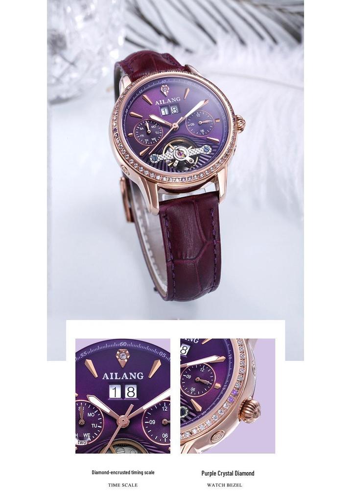 AI Lang Ladies' Diamond-Studded Automatic Watch - Fashionable, Multifunctional, Waterproof Wristwatch