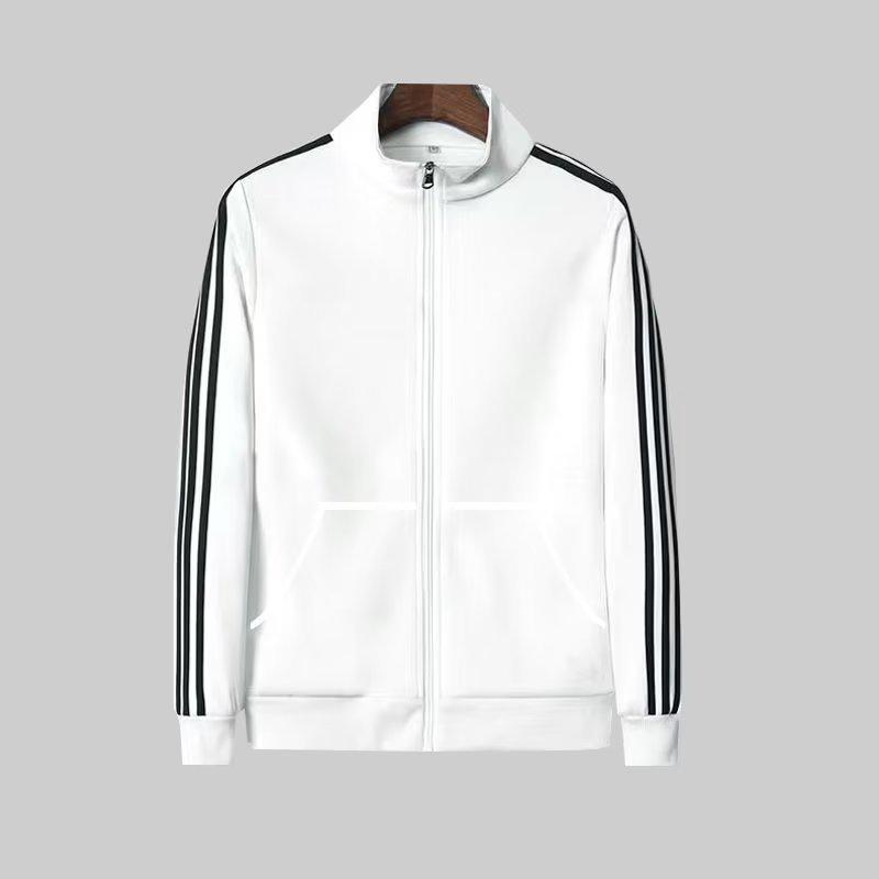 Trendiges Unisex Sportoutfit für Frühling & Herbst: Dreistreifiger Cardigan & Lange Hose Set für Paare