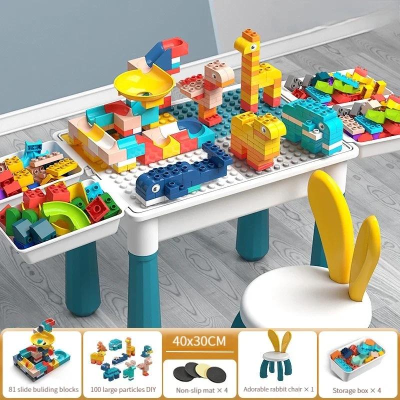 Multifunctional Children's Building Block Table And Chair Set Children's Activity Table Toddler Building Block Table Toy Gifts