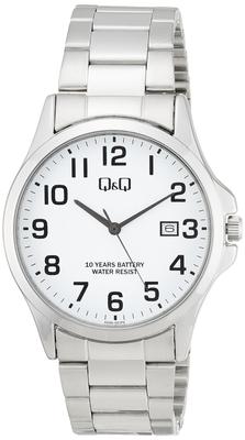 Citizen Analog Watch with Battery Waterproof Metal Silver Q&Q Men's 10-Year Life, Band, (A23A-001PK)