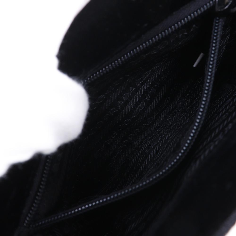 Prada One Handle Handbag Vintage NERO Black Velor Women Used
