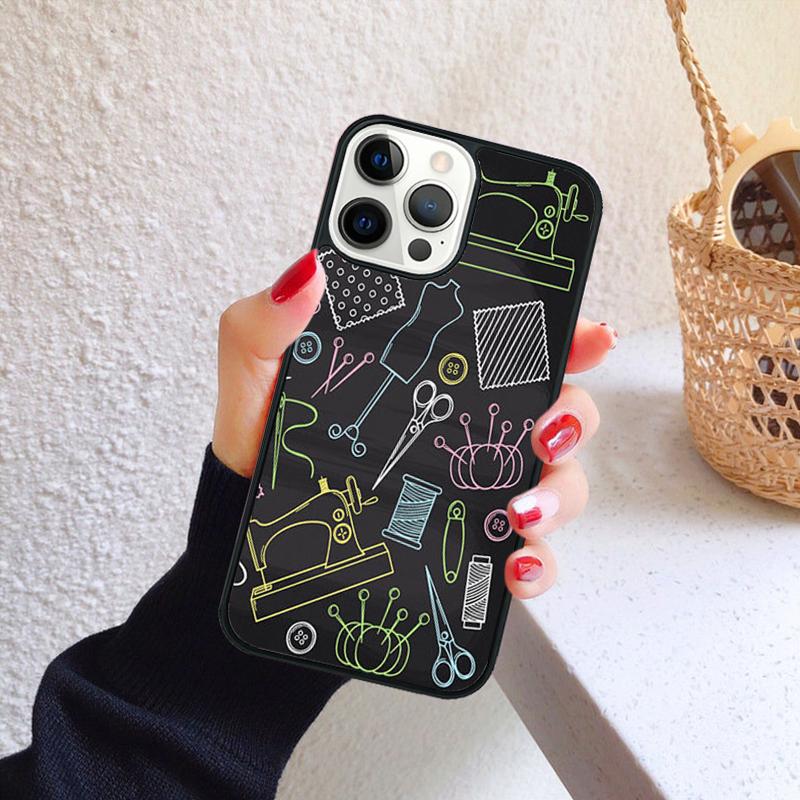 Sewing Machine Pattern Phone Case for iPhone 17 Air 16 15 14 12 13 PLUS 11 PRO MAX Back Cover Fundas Shell coque