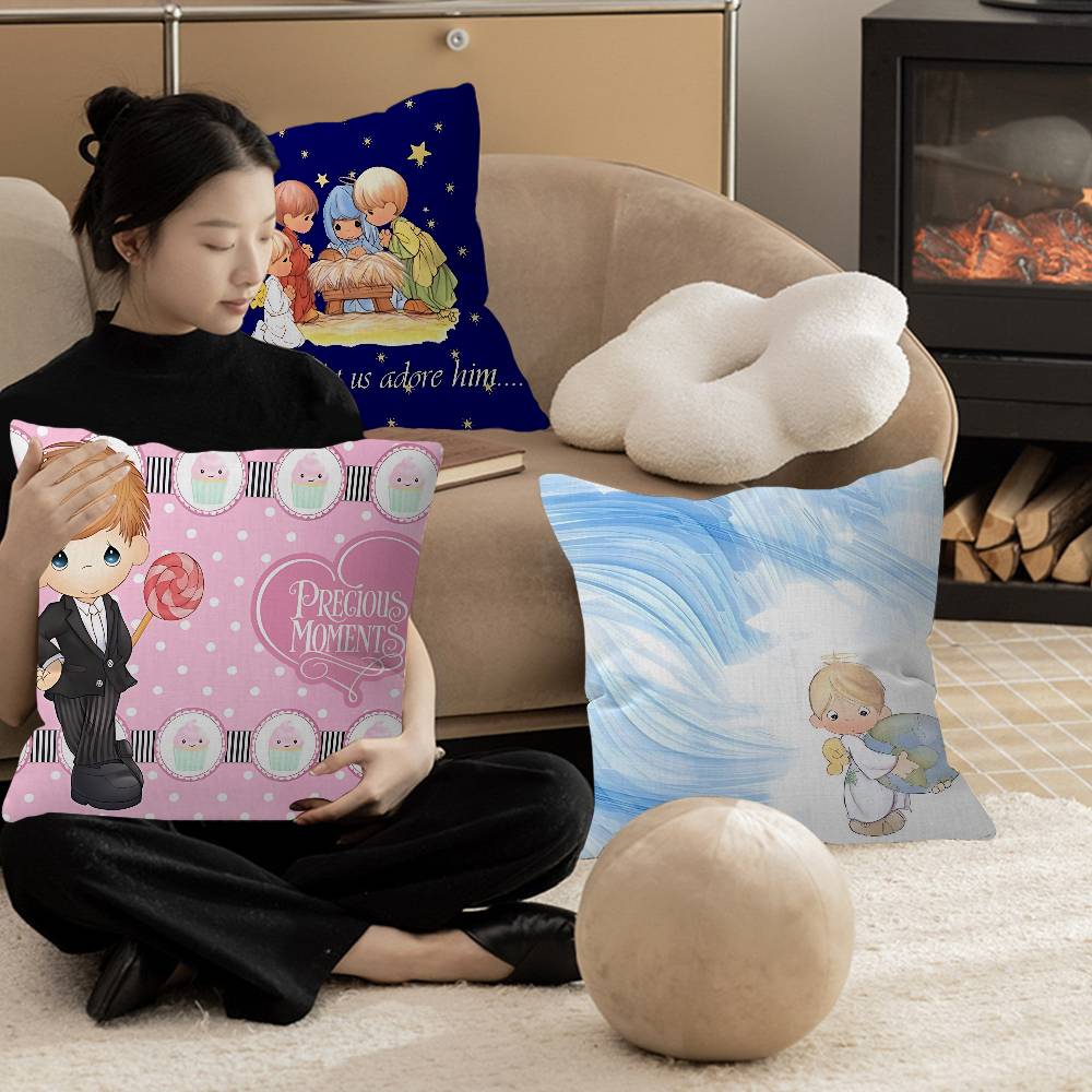 Precious Moments Cute Pillow Covers Cartoon Sofa Decorative Home Double-Sided Printing Short Plush Cute Cushion Cover