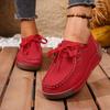 Large size round head lace-up casual women's shoes autumn new comfortable soft-soled flat-heeled single shoes