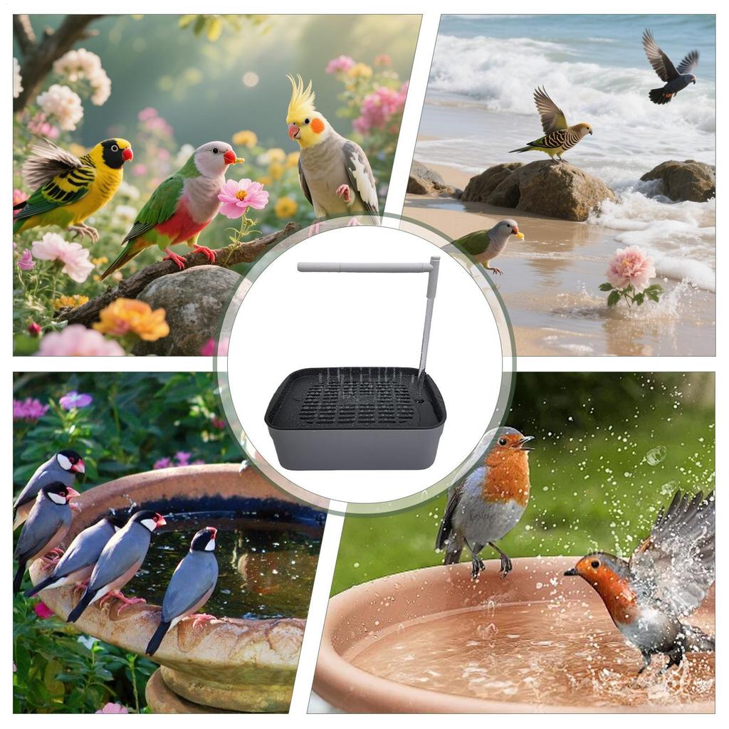 Bird Bath Automatic Parrot Bathtub Quiet Tub with Circulating Faucet USB Electric Bird Shower Fountain for Lovebird Parakeet