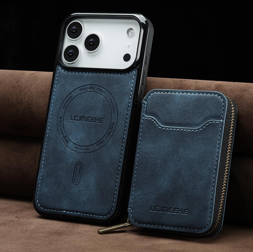 Detachable Magnetic Zipper Card Solt Wallet Leather Phone Case for IPhone 17 Pro Max Air 16 Plus 15 14 13 12 11 Pro Purse Cover