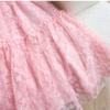 Women's Peter Pan Collar Lace Embroidery Midi Dress Luxury Beaded Crystal Costumes Ruffled Splice Button Front Slim A‑Line Dress