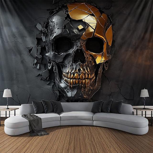 Tapestry large wall art photo with skulls 75x100 чёрный