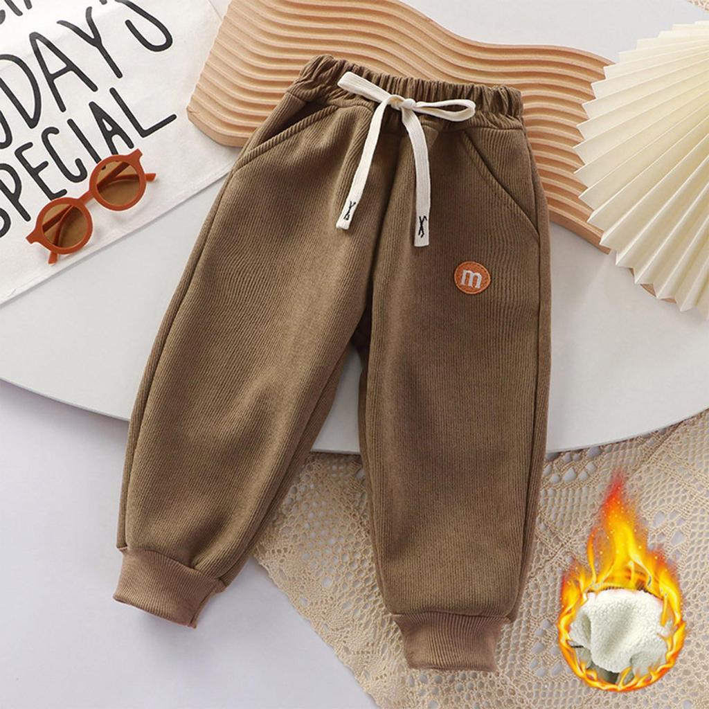 Autumn Solid Corduroy Sweatpant for Boy Ankle-Length Sporty Trousers 2+y Young Child Clothes Spring Girls Casual Thin Harem Pant