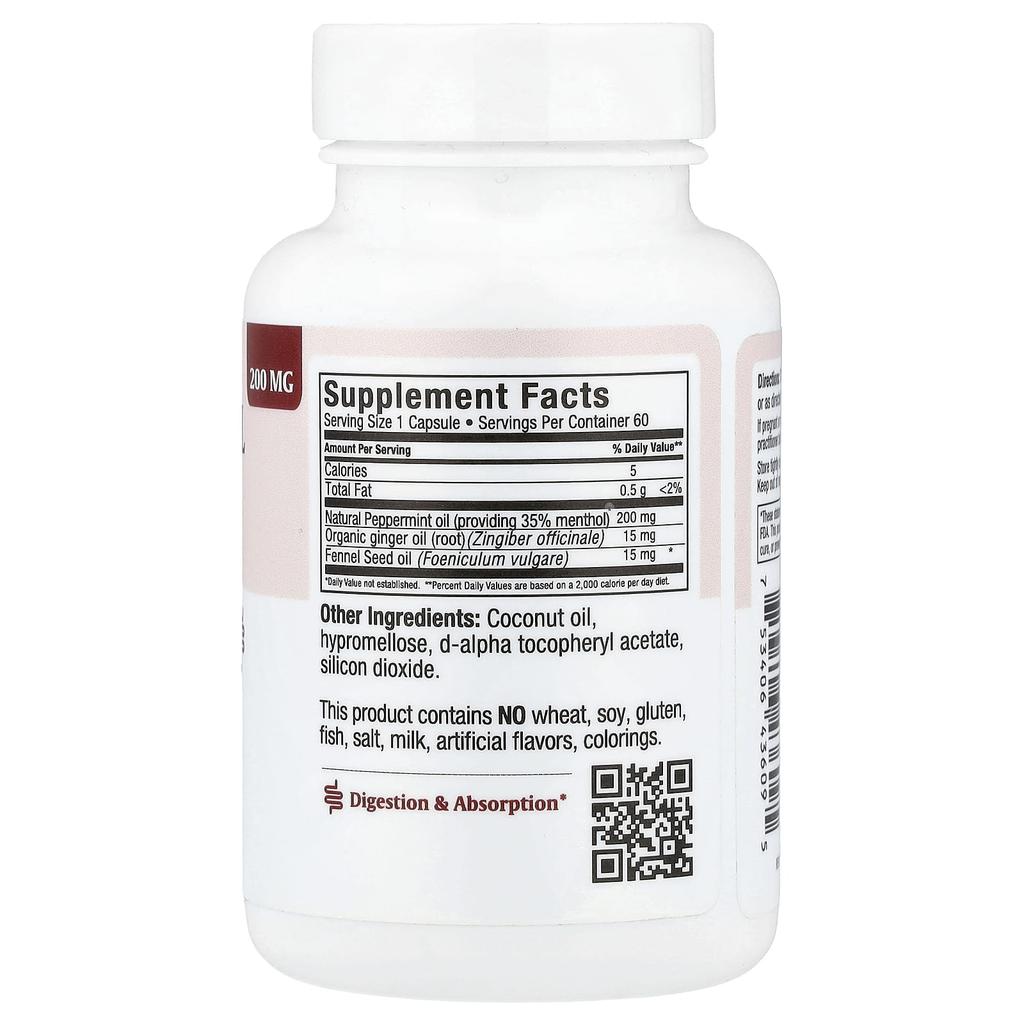 Maxi Health Peppermint Oil, Liquid Delayed-Release Capsules, 60 Capsules