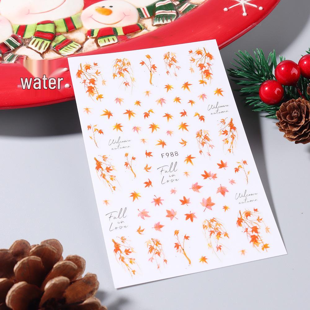 Autumn Maple Leaf Nail Stickers - Floral and Leaves Self-Adhesive Design