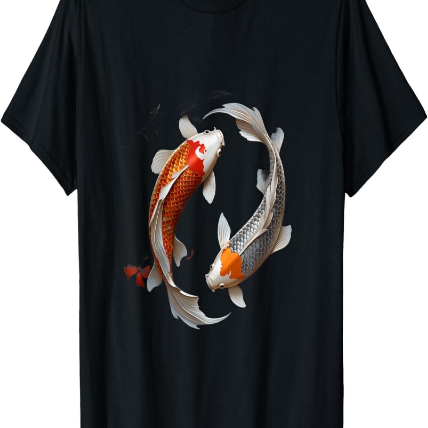 Koi Carp Ying Yang Nishikigoi Fish Cherry Blossom T-Shirt(41) S