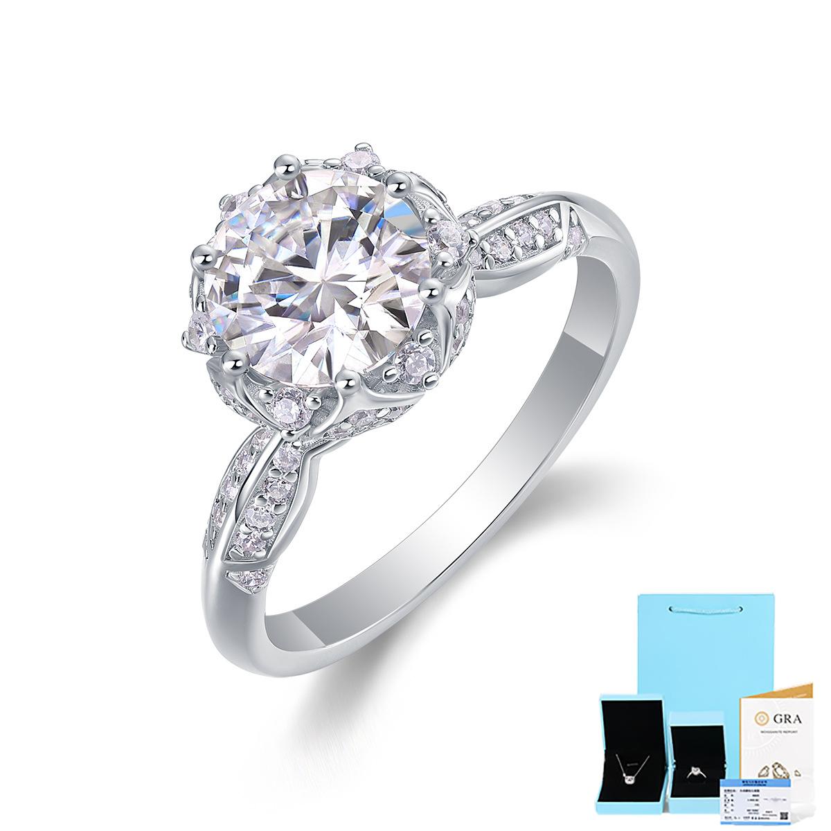 

Кольцо из серебра 925 пробы с муассанитом и закрытым кольцом с шестью лапками US No. 6