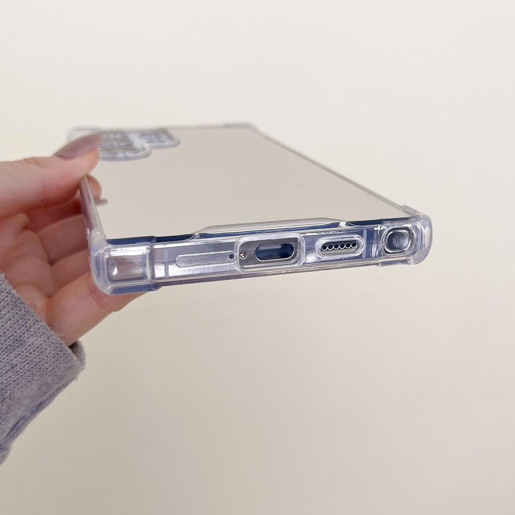 Four-corner anti-drop mirror mobile phone case is suitable for Samsung S25PLUS trend S24FE mirror S23/A54/A55