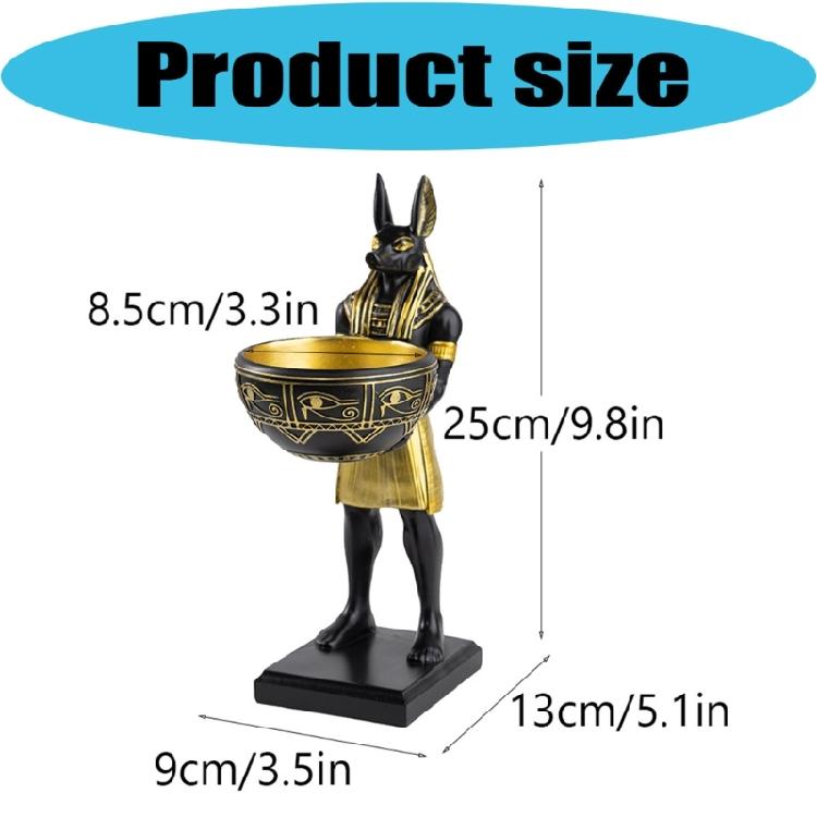 Anubis Statue with Bowl Egyptian God Figurine Resin Ancient Egypt Decors Home Office Mythological Collectible Sculpture