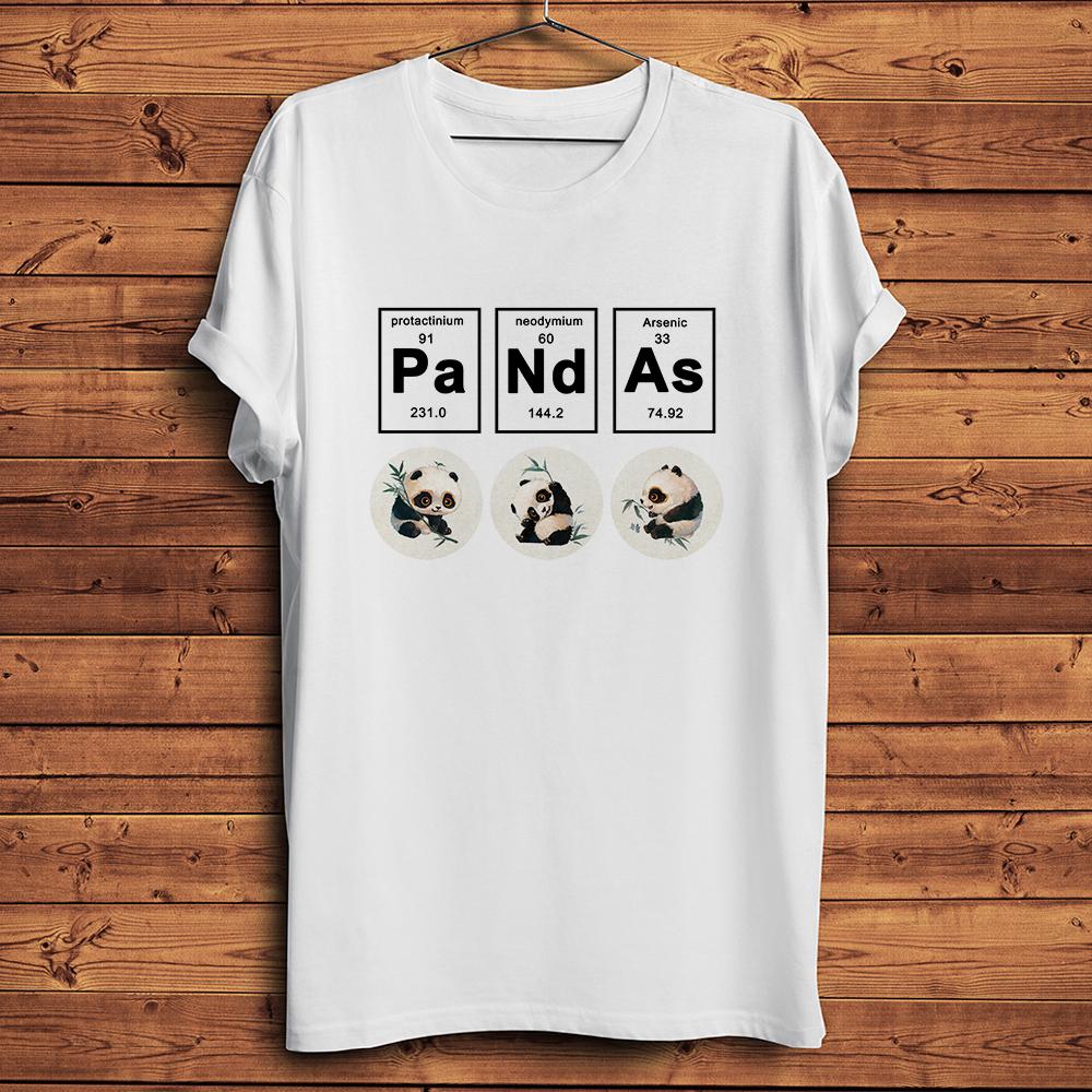EleUnisexts Periodic Table StyleCute Panda Funny T Shirt UnisexWhite Casual TshirtShort Sleeve StreetwearUnisex Geek Teenocrack