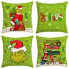 Christmas Happy Throw Pillow Cover, 18 X 18 Inch, Winter Holiday Cushion Cover Sofa Decor