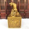 Bronze Tiger Head Zodiac Large Seal Stamp Home Decor Ornament Metal Craft