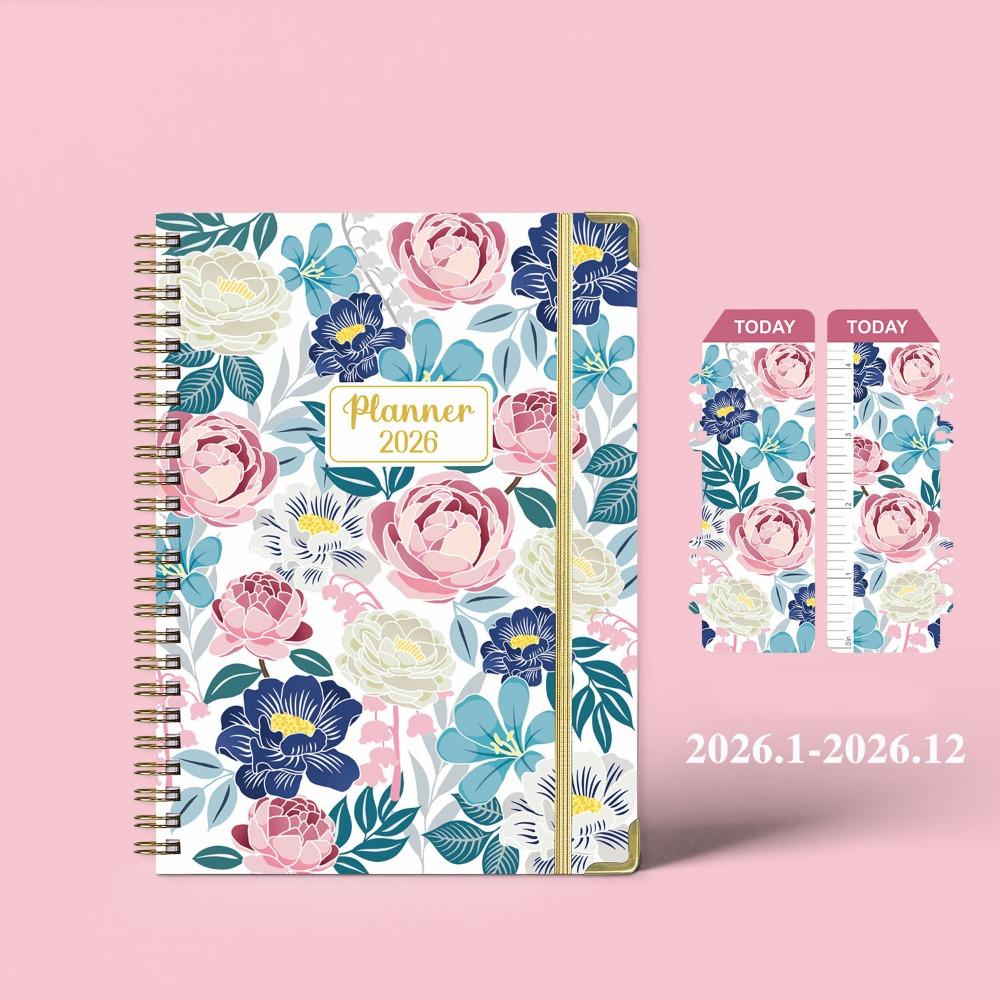 Flowers 2026 Schedule Book A5 Planner Notebook Portable Daily Planner Office Supplies
