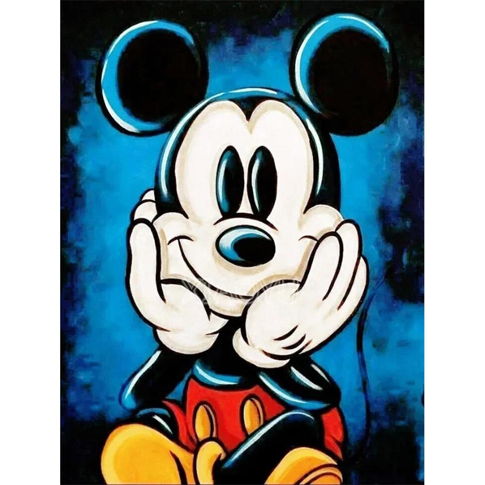 

Disney Cartoon Diamond Painting Mickey Mouse Sweet Smile Oil Painting Style Illustration 5D DIY Art Cross Stitch Kit Mosaic Embroidery, Home DecorGift Round 20x30cm