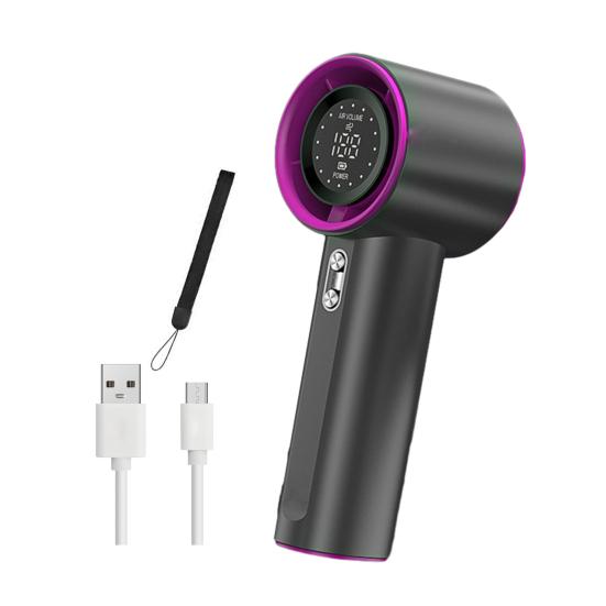 

Ручной вентилятор с бесщеточным двигателем, цифровым дисплеем, 100 скоростных режимов, мощный воздушный поток, низкий уровень шума, перезаряжаемый мини-охлаждающий турбовентилятор чёрный