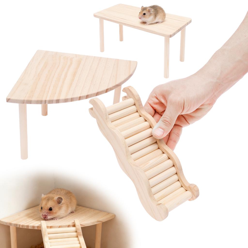 Wooden Hamster Ladder Platform Jumping Board Playground Hamster Climbing Stairs Toy Cage Accessories for Gerbils Small Pets
