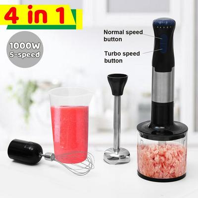 1000W Liquidificador de Mão Mixer Elétrico Moedor 5 Velocidades Para Cozinha Doméstica Auto Misturador de Carne Moedor Juicer de Vegetais Batedor de Ovos 4EM1
