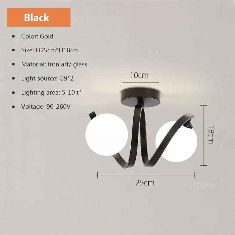 Modern Glass Ceiling Light Minimalist Black Gold 1/2 Heads Indoor Lighting For Hallway Aisle Balcony Entryway Cloakroom Fixtures