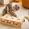 Jucărie din lemn Whack-a-mole, Jucărie Interactivă, Jucărie Pop-up, Perfectă Pentru Pisici Adulte Plictisite în Interior și Cadoul Ideal Pentru Pisica Ta (5 găuri)