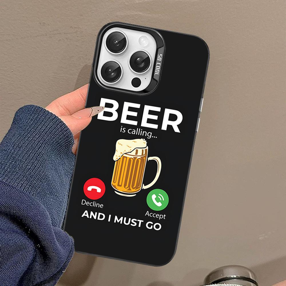 Beer Print Phone Case For IPhone 16 15 14 13 12 11 Pro Max X XR XSMAX 8 7 Plus Matte Shockproof Back Cover
