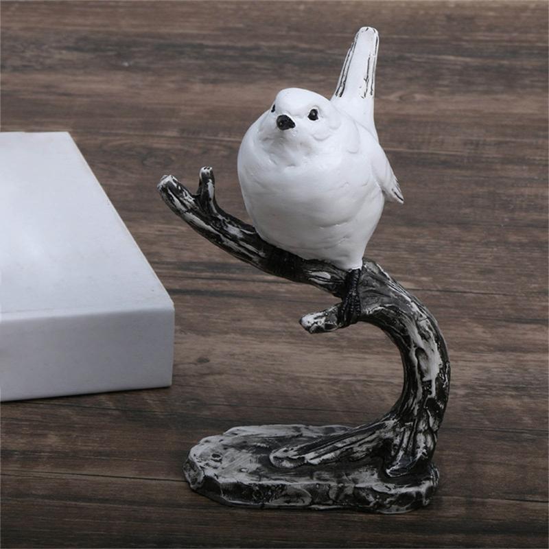 Animal Statue Modern Sculpture for Home Office Desk Decor Resin Birds Figurine Gifts Decorative Birds on Branch Statue